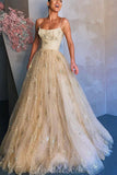 A-line Spaghetti Straps Tulle Elegant Prom Dresses PD007