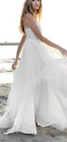 A-line Spaghetti Straps Tulle Dream Beach Long Wedding Dresses WD174