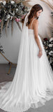 A-line Spaghetti Straps Tulle Dream Beach Long Wedding Dresses WD174