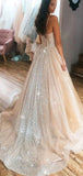 A-line Sparkly Elegant Modest Formal Long Evening Prom Dresses, Ball Gown PD287