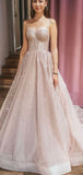 A-line Sparkly Elegant Modest Formal Long Evening Prom Dresses, Ball Gown PD287