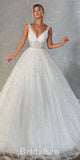 A-line Sparkly Glitter Princess Vintage Dream Beach Long Wedding Dresses, Bridal Gown WD489