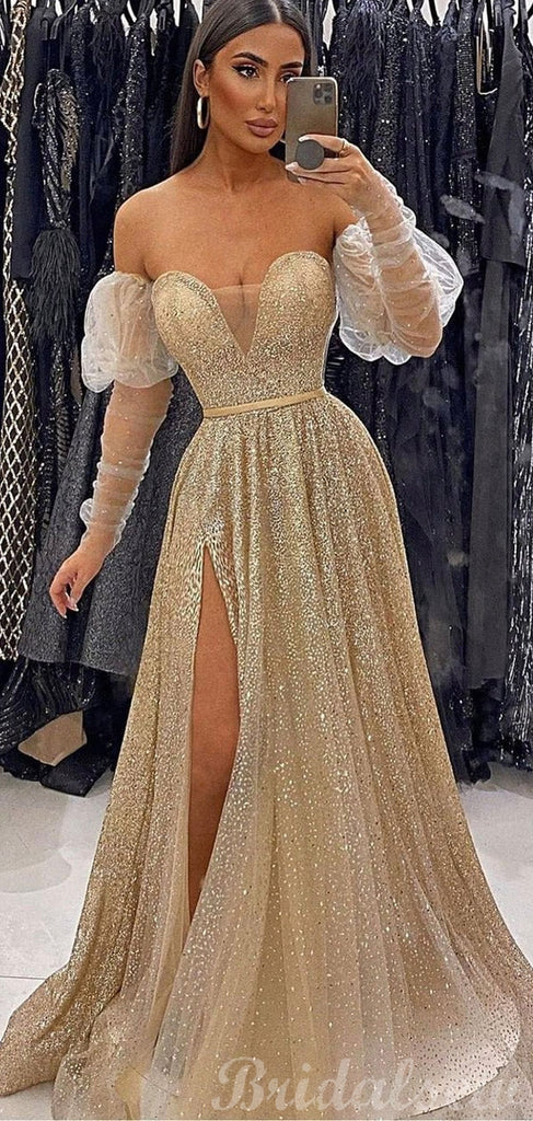 black prom dress girl fight A-line Sparkly Gorgeous Black Girls Slay Elegant Evening Modest Long P – bridalsew