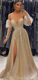 A-line Sparkly Gorgeous Black Girls Slay Elegant Evening Modest Long Prom Dresses PD481