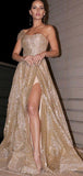A-line Sparkly One Shoulder Black Girls Slay Elegant Evening Modest Long Prom Dresses PD482