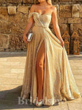 A-line Sparkly Sequin One Shoulder Long Glitter Modest Party Women Evening Prom Dresses PD671