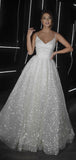 A-line Sparkly Sequin Princess Pretty Long Wedding Dresses WD071
