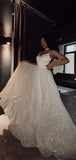 A-line Sparkly Sequin Princess Pretty Long Wedding Dresses WD071