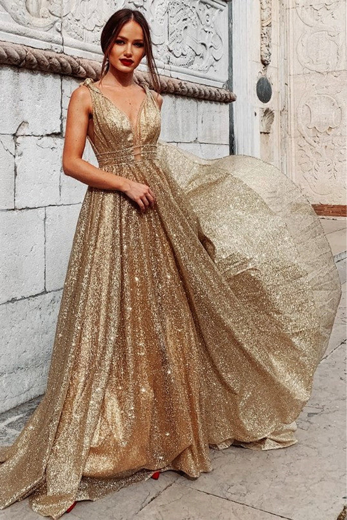 A-line Sparkly Sequin Shiny Long Gorgeous Glitter Modest Party Women Evening Prom Dresses PD670