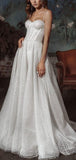 A-line Sparkly Sequin Spaghetti Straps Unique Beach Wedding Dresses, Bridal Gown WD087