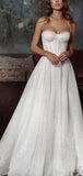 A-line Sparkly Sequin Spaghetti Straps Unique Beach Wedding Dresses, Bridal Gown WD087