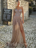 A-line Sparkly Sequin Stunning Long Gorgeous Glitter Modest Party Women Evening Prom Dresses PD669