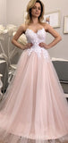 A-line Strapless Popular Tulle Hot Elegant Modest Long Party Evening Prom Dresses PD1316