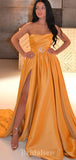 A-line Strapless Satin New Modest Elegant Long Party Evening Prom Dresses PD1333