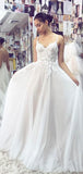 A-line Straps Long Beach Vintage Dream Wedding Dresses, Bridal Gown WD148