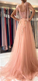 A-line Tulle Elegant Fashion Side Slit Princess Formal Long Evening Prom Dresses PD280