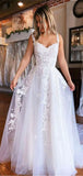 A-line Tulle Lace Fairy Lovely Long Wedding Dresses, Bridal Gown WD166