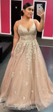 A-line Tulle Lace Spaghetti Straps Popular Elegant Modest Long Party Evening Prom Dresses PD1311