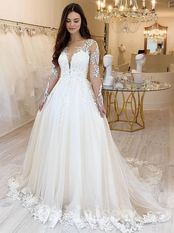 Princess Wedding Dresses Off the Shoulder Lace Appliques Sweep Train Bridal  Gown | eBay