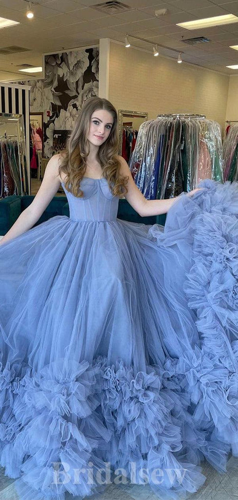 A-line Tulle New Gorgeous Princess Pretty Long Women Evening Prom Dresses PD729