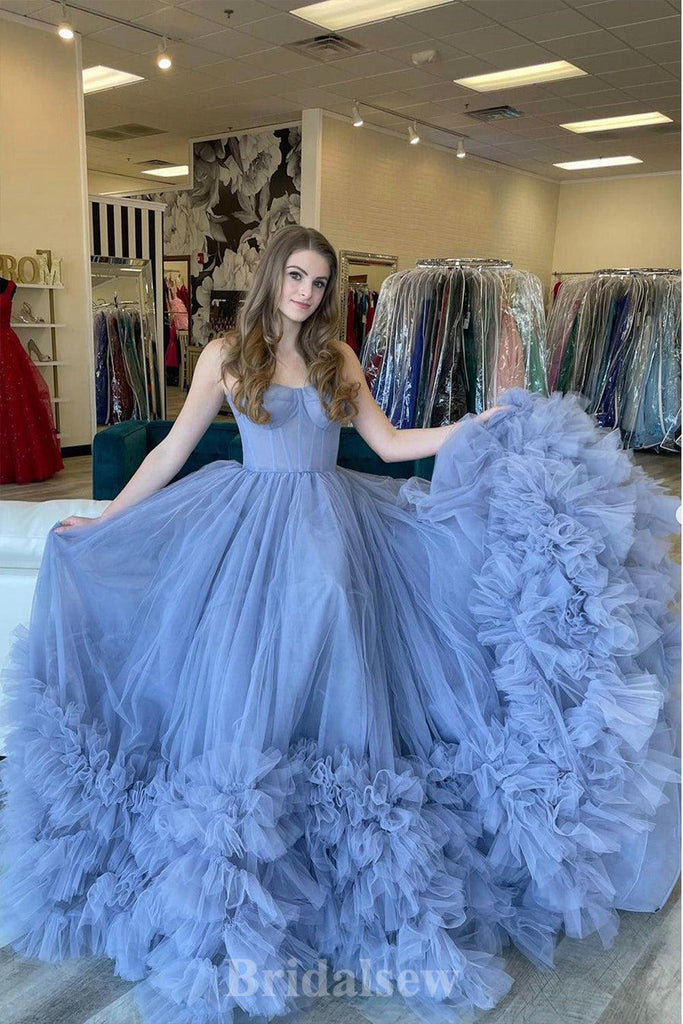 A-line Tulle New Gorgeous Princess Pretty Long Women Evening Prom Dresses PD729