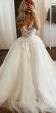A-line Tulle Sleeveless Elegant Vintage Elegant Beach Long Wedding Dresses WD266