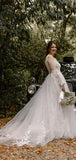 A-line Unique Classic Long Sleeves Fashion Beach Wedding Dresses, Bridal Gowns WD113