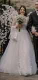 A-line Unique Classic Long Sleeves Fashion Beach Wedding Dresses, Bridal Gowns WD113