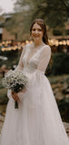 A-line Unique Classic Long Sleeves Fashion Beach Wedding Dresses, Bridal Gowns WD113