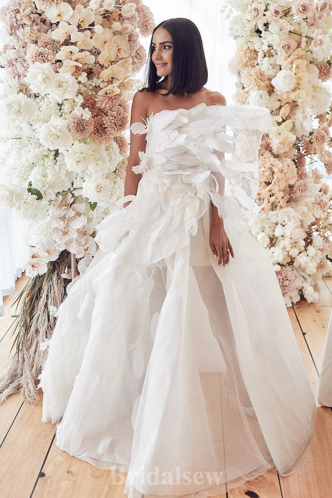 A-line Unique Design Dream Fairy Lace Beach Vintage Long Wedding Dresses WD357