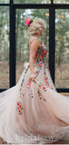 A-line Unique Design Applique Dream Beach Vintage Long Wedding Dresses WD362