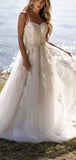 A-line Unique Design Beach Vintage Garden Long Wedding Dresses WD129