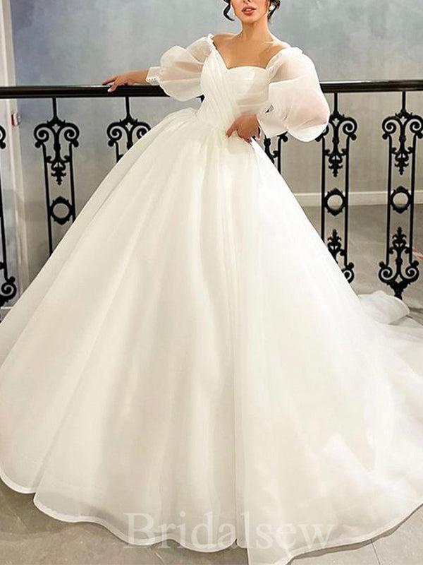 A-line Unique Design Garden Beach Vintage Long Wedding Dresses, Bridal Gown WD307