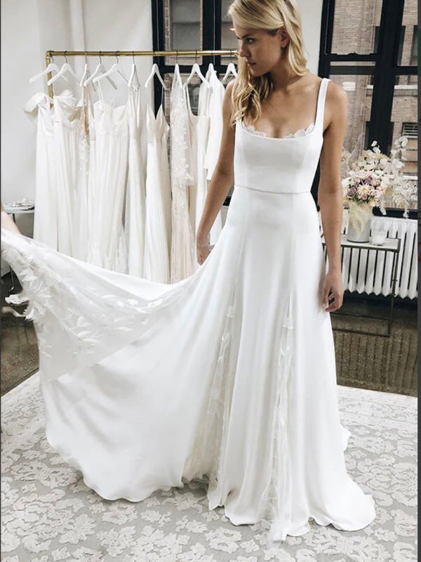 A-line Unique Design Plus Size Beach Vintage Long Wedding Dresses WD285