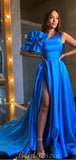 A-line Unique Design Royal Blue Elegant Satin Party Women Long Evening Prom Dresses PD576
