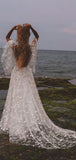 A-line Unique Design Sarts Tulle Boho Vintage Dream Beach Long Wedding Dresses WD220
