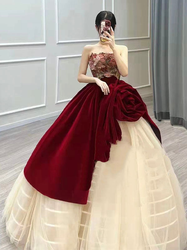 A line Unique Design Vintage Garden Long Wedding Dresses Bridal