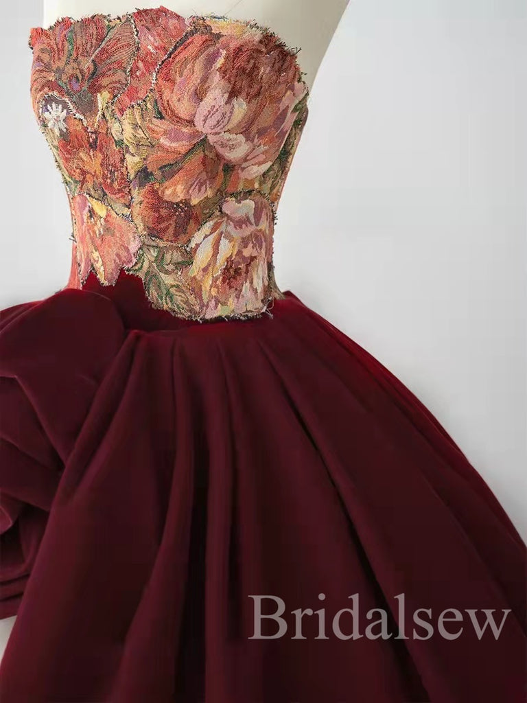 A-line Unique Design Vintage Garden Long Wedding Dresses, Bridal Gown WD133