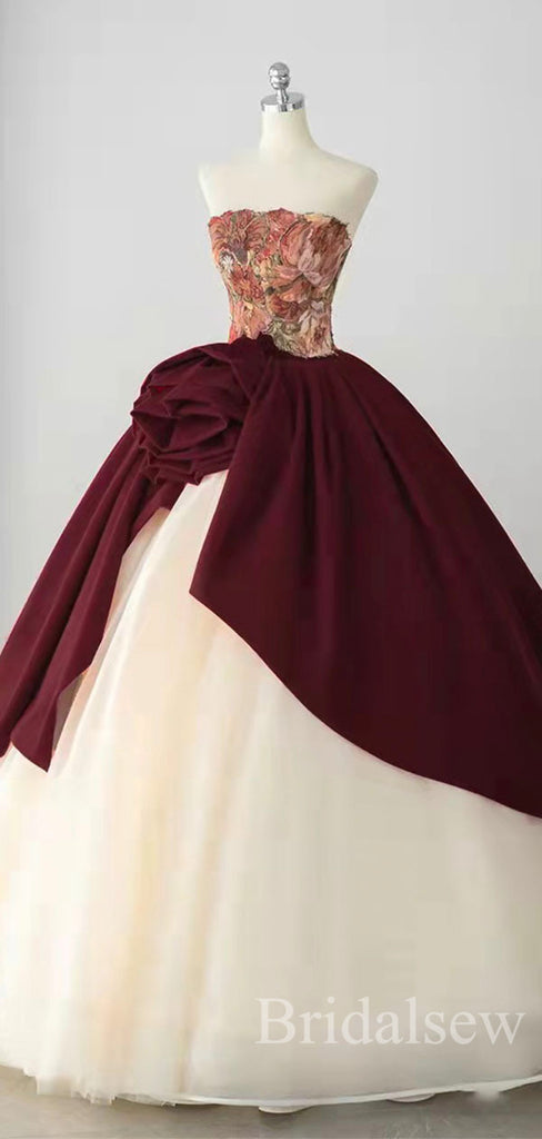 A-line Unique Design Vintage Garden Long Wedding Dresses, Bridal Gown WD133