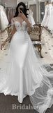 Mermaid Unique Elegant Long Sleeves New Vintage Dream Beach Long Wedding Dresses WD533