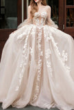 A-line Unique Gorgeous Popular Vintage Beach Long Wedding Dresses WD178
