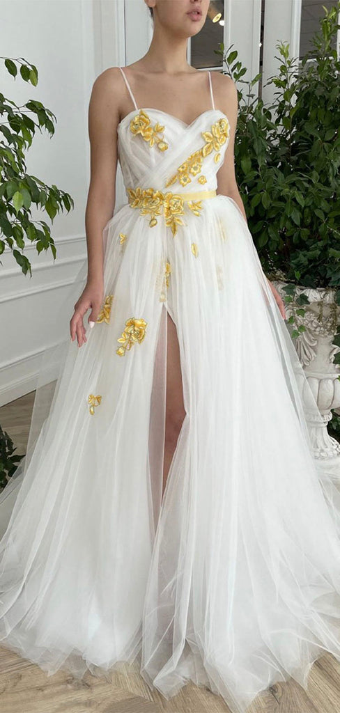 A-line Unique Gorgeous Princess Vintage Beach Long Wedding Dresses WD179