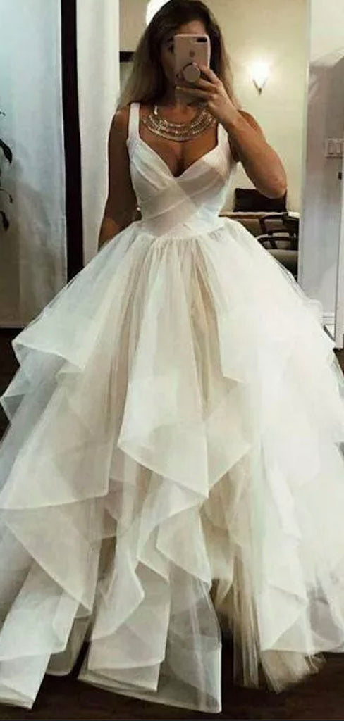 A-line Unique Romantic Garden Long Wedding Dresses, Bridal Gown WD168