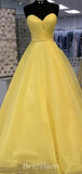 A-line Unique Yellow Sequin Sparkly Strapless New Elegant Modest Long Party Evening Prom Dresses PD1307