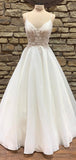 A-line V-Neck Sleeveless Boho Lace Garden Elegant Vintage Beach Long Wedding Dresses WD196