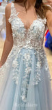 A-line V-Neck Sleeveless Popular Tulle Elegant Modest Long Party Evening Prom Dresses PD1315