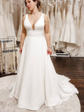 A-line V-Neck Sleeveless Vintage Dream Beach Long Wedding Dresses WD215