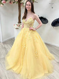 A-line Yellow Lace Sleeveless Party Black Girls Slay Evening Long Prom Dresses PD502