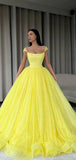 A-line Yellow Sequin Sparkly Modest Unique Elegant Long Evening Prom Dresses, Gorgeous Ball Gown PD1219