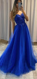A-line Blue Lace Spaghetti Straps Party Formal Long Prom Dresses PD209